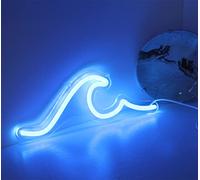 Wave Neon Signs Blue LED Night Lights With Dimmable Switch For Kids Wall Decor USB Powered For Living Room Bar Bedroom Boys Girls (11 * 3.9")