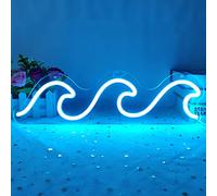 Wave Neon Signs for Bedroom Ice Blue Dimmable Wave Neon Light Art Wall Decor Wave Neon Signs for Wall Decor Living Room Bedroom Office Bar Birthday Party Christmas(16.5 X 5.1 Inch)