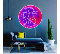 Wave Neon Signs for Wall Decor,Sunset Sunrize Neon Light Sign Neon Room Decor,LED Dimmable Night Light for Teens Game Room Bedroom Cool Birthday Wedding Party Gifts(35.6x35.6CM),USB Powered
