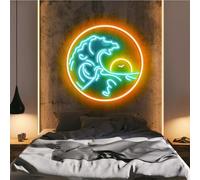 Wave Neon Signs for Wall Decor,Sunset Sunrize Neon Light Sign Neon Room Decor,LED Dimmable Night Light for Teens Game Room Bedroom Cool Birthday Wedding Party Gifts(35.6x35.6CM),USB Powered
