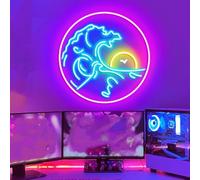 Wave Neon Signs for Wall Decor,Sunset Sunrize Neon Light Sign Neon Room Decor,LED Dimmable Night Light for Teens Game Room Bedroom Cool Birthday Wedding Party Gifts(35.6x35.6CM),USB Powered