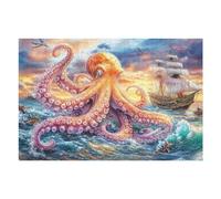 Wave Octopus 1000 Piece Jigsaw Puzzle for Adults Jigsaw Puzzle Enthusiast Gift Family Activity Colourful Challenging Design Home Wall Decor 1000 PCS