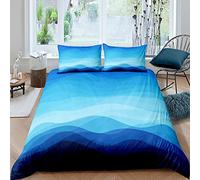 Wave Ombre Striped Duvet Cover Set Ombre Effects Bedding Set Kids Girls Boys Gradient Blue Bedding & Linen Set 3Pcs King Size Boys
