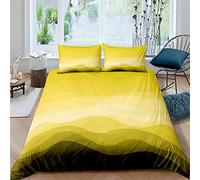 Wave Ombre Striped Duvet Cover Set Ombre Effects Bedding Set Kids Girls Boys Gradient Yellow Bedding & Linen Set with 2 Pillowcases 3Pcs Bedding Double Boys
