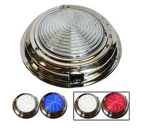 Wave One Marine | Dual Color 7" LED Boat Dome Light 12V RV | Stainless Housing | Toggle Switch (White | Night Red)