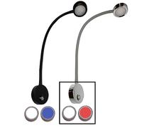 Wave One Marine Dual Color Gooseneck LED Chart Reading Light | Flexible Dimmable Sailboat Cabin Wall Map Boat Yacht RV Interior Night Lighting 12-24V Volt (Chrome | White & Red)