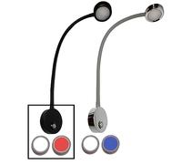 Wave One Marine | Dual Color Gooseneck LED Chart Reading Light | Flexible Dimmable Sailboat Cabin Wall Map Boat Yacht RV Interior Night Lighting 12-24V Volt (Black | White & Red)