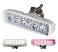 Wave One Marine | Dual Color LED Boat Spreader Light Deck Flood Beam Stainless Hardware & Bracket IP68 Waterproof Multicolor Bright High Lumen Output (White Housing, White & Red)