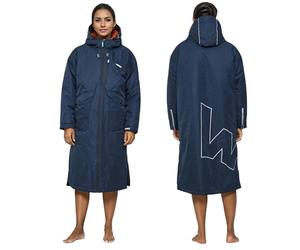 WAVE Oversized Waterproof Fleece-Lined 3 in 1 Changing Robe | Quick Dry Wetsuit Changing Coat | Unisex (UK, Alpha, L, Regular, Regular, Navy)