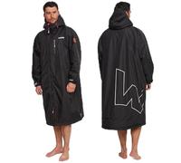 WAVE Oversized Waterproof Fleece-Lined Changing Robe | Quick Dry Wetsuit Changing Coat | Unisex (UK, Alpha, XS, Regular, Regular, Black & Pink)