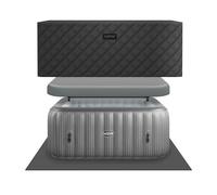 Wave Pacific | 4/6-Person Inflatable Hot Tub | Integrated Heater - Grey Rattan - 6 Person | 185x65cm - EnergySave Bundle