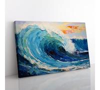 Wave Palette Knife Canvas Print for Living Room Bedroom Home Office Décor, Wall Art Picture Ready to Hang, 76x50 cm (30x20 Inch)