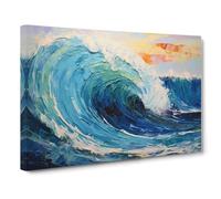 Wave Palette Knife Canvas Print for Living Room Bedroom Home Office Décor, Wall Art Picture Ready to Hang, 30x20 Inch (76x50 cm)