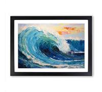 Wave Palette Knife Framed Wall Art Print, Ready to Hang Picture for Living Room Bedroom Home Office, Black A2 (66 x 48 cm)
