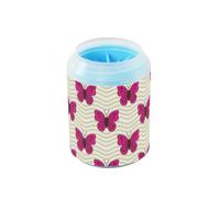 Wave Pattern Animal Butterflies Magenta Reusable Paw Washer Soft Silicone Brush Essential For All Pets Owners for Small Medium Dogs & Cat Breeds limpiador de patas para perro