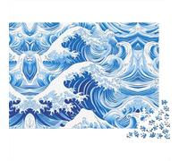 Wave Pattern-blue Ocean Style Year in Pictures 1000 Piece with High Definition Print Jigsaw Puzzles As An Ultra Difficult Puzzle for Travel Jigsaw Puzzle 52x38cm/1000pcs