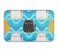 Wave Pattern Cartoon Cat Colorful Summer Dog Cooling Bed Self Cooling Pads for Dogs for Hamster Indoor Comfy cama refrescante para Perros M