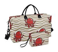 Wave Pattern Cartoon Red Animal sea Khaki Decorative Large Bag Sport Training Bag with Adjustable Strap for Business Trips Waterproof maletines para Mujer de