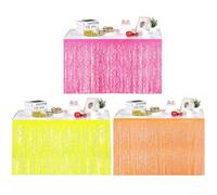 Wave Pattern Table Skirt 75x275cm Fluorescent Red Wave Pattern(Rose Red)
