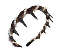 Wave Pearl Hairband - Decorative Teeth Comb Headdress, Anti Slide Design, Classic Gloss Shine Finish, Soft Bendable Structure | Ideal for Women Bridal Ceremony Events Dressing Room Beauty Accessories