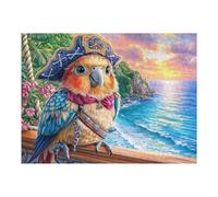 Wave Pirate Parrot 500 Piece Complete DIY Jigsaw Puzzle Coast Wave Sunset Collectors Mind Relaxation Educational Decorative Puzzle Gifts for Adults Sturdy Thick Cardboard 500 PCS