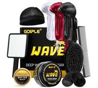 Wave Pomade for Men Strong Hold Easy Wash Hair Cream Grease, Promotes Layered Waves, Moisture, Shine.With Wave Butter, Wave Brush,Durag Silk and Durag Cap Set,Secrets of Perfect Waves
