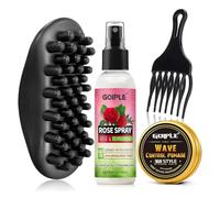 Wave Pomade Twist Sponge Brush Twist Styler Comb for Black Men - Washable Afro Curl Sponge Racket for Barbers & Daily Use, Ideal for Curly, Coiled, 4C Hair - Hair Pick Comb Rose Water Spray Set