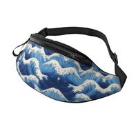 Wave Print Fanny Pack for Women Men, with Adjustable Strap, Lightweight Waterproof Waist Bag for Sport Walking Running
