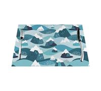 Wave Print Placemats Set of 1/4/6 Ocean-themed Print Waterproof and Heatproof Table Mats for Kitchen Decor, Easy Clean Dining Accessories (A,4)
