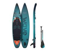 Wave Pro Inflatable Stand Up Paddle Board | Anti Air Leaking & Nonslip Deck | Ultra Portable SUP with Leash, Paddle, Pump & Carry Bag | 12'6ft (Navy, 3.0 Model)