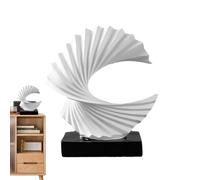 Wave Resin Statue - Abstract Fan Shape, Inspired Art Piece | 9.44 * 3.93 * 11.02 Inch Modern Home Accent, Sculptural Table Style Ornament Elegant Interior Decoration Bedroom Living Room Coastal