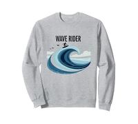 Wave Rider Surfer Ocean Beach Graphic Design Sweatshirt, Adult Unisex, Heather Grey, L