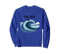 Wave Rider Surfer Ocean Beach Graphic Design Sweatshirt, Adult Unisex, Royal Blue, S
