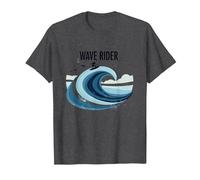 Wave Rider Surfer Ocean Beach Graphic Design T-Shirt, Men, Dark Heather Grey, XXL