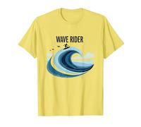 Wave Rider Surfer Ocean Beach Graphic Design T-Shirt, Men, Lemon, 3XL