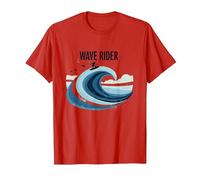 Wave Rider Surfer Ocean Beach Graphic Design T-Shirt, Men, Red, XXL