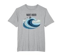 Wave Rider Surfer Ocean Beach Graphic Design T-Shirt, Men's Big and Tall, Heather Grey, 5X Tall