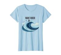 Wave Rider Surfer Ocean Beach Graphic Design T-Shirt, Women, Baby Blue, 3XL