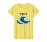 Wave Rider Surfer Ocean Beach Graphic Design T-Shirt, Women, Lemon, XL