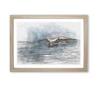 Wave Rising in Abstract Framed Print | A2 Oak Framed Wall Art | Ready to Hang | Abstract Nautical Picture | Living Room Bedroom Lounge Office