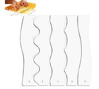 Wave Ruler Set - 5 Piece Acrylic Quilting Templates, Transparent Cutting Tools | Curved Line Measuring Guides for Machine Quilting Die Cutting Sewing Fabric Patch Work Accessories