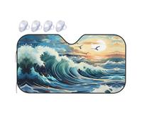 Wave Sailboat Seagull Car Windscreen Sun Shade Aluminum Foil Front Windshield Heat Shield for Car SUV M