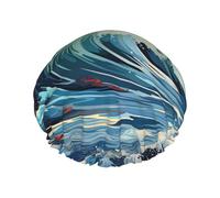 Wave Sailboat Seagull Double layer Waterproof Shower Cap - With PEVA Lining Hair Protector Hat for Spa Care, Cleaning Supplies