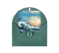 Wave Sailboat Seagull Greeting card, blank inner page, includes envelope, 10 cm x 15 cm, for anniversary and party invitations.