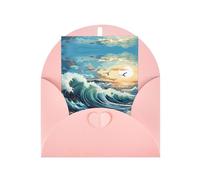 Wave Sailboat Seagull Greeting card, blank inner page, includes envelope, 10cm x 15cm.