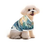 Wave Sailboat Seagull Print Pure Cotton Pet T-Shirt, Dogs & Cats Comfy Tee Vest, for Small Medium Summer Winter Clothes