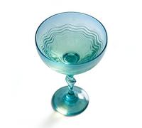 Wave Sea Glass Wine Goblet - Handcrafted Ocean-Inspired Stemmed Glass, Unique Coastal Drinkware for Red White Wine, Cocktails, Beach House Gift, Dishwasher Safe
