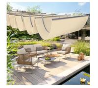 Wave Shade Cover,Retractable Pergola Awning, UV Resistant Wave Shade for Patio & Garden, U Shape Replacement Canopy, Outdoor Sun Shade Cover - Beige (W3.2*L5m / W10.5*L16.41ft)