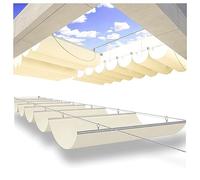 Wave Shade Cover,Retractable Pergola Shade Cover Awning - Outdoor Wave Sun Shade Canopy for Patio, Garden, Backyard, Deck - Includes Hardware & Wire Cable (Wheat Color, 1.2x4m)