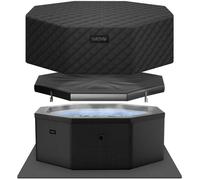 Wave Como | 6-Person Eco Foam Hot Tub | Built-In Integrated Heater - Charcoal Black - 6 Person | 195x70cm | EnergySave Bundle